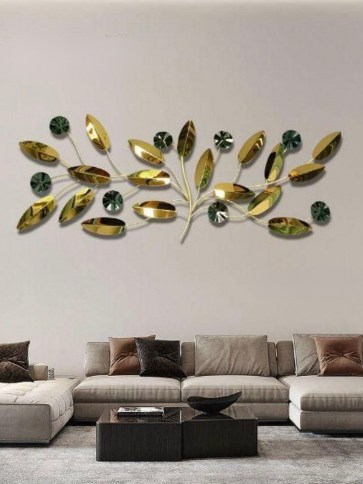 Gold Wall Decor for Living Room, Gold Leaves Metal Wall Decor Metal Wall Art Decor Leaves for Home Living Room and Bedroom