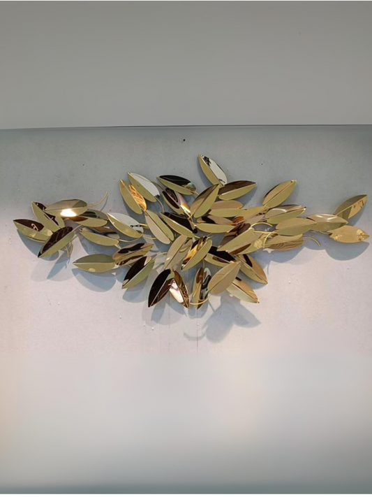 Gold Wall Decor for Living Room,Gold Leaves Metal Wall Decor Metal Wall Art Decor Leaves for Home Living Room and Bedroom