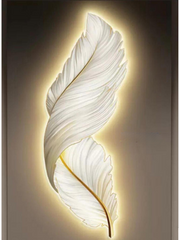 Feather Living Room Decorative Painting, Sofa Background Wall Premium Feeling LED Lamp, Bedroom