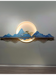 3D Creative Mountain with Elephant Hanging Metal Wall Art Handmade Sculptures for Home Decoration, Bedroom, Living Room, Hotel & Restaurant Decor