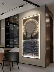 Large Crystal Porcelain Painting Operating with Remote Luxury Wall Art Diamond LED Painting