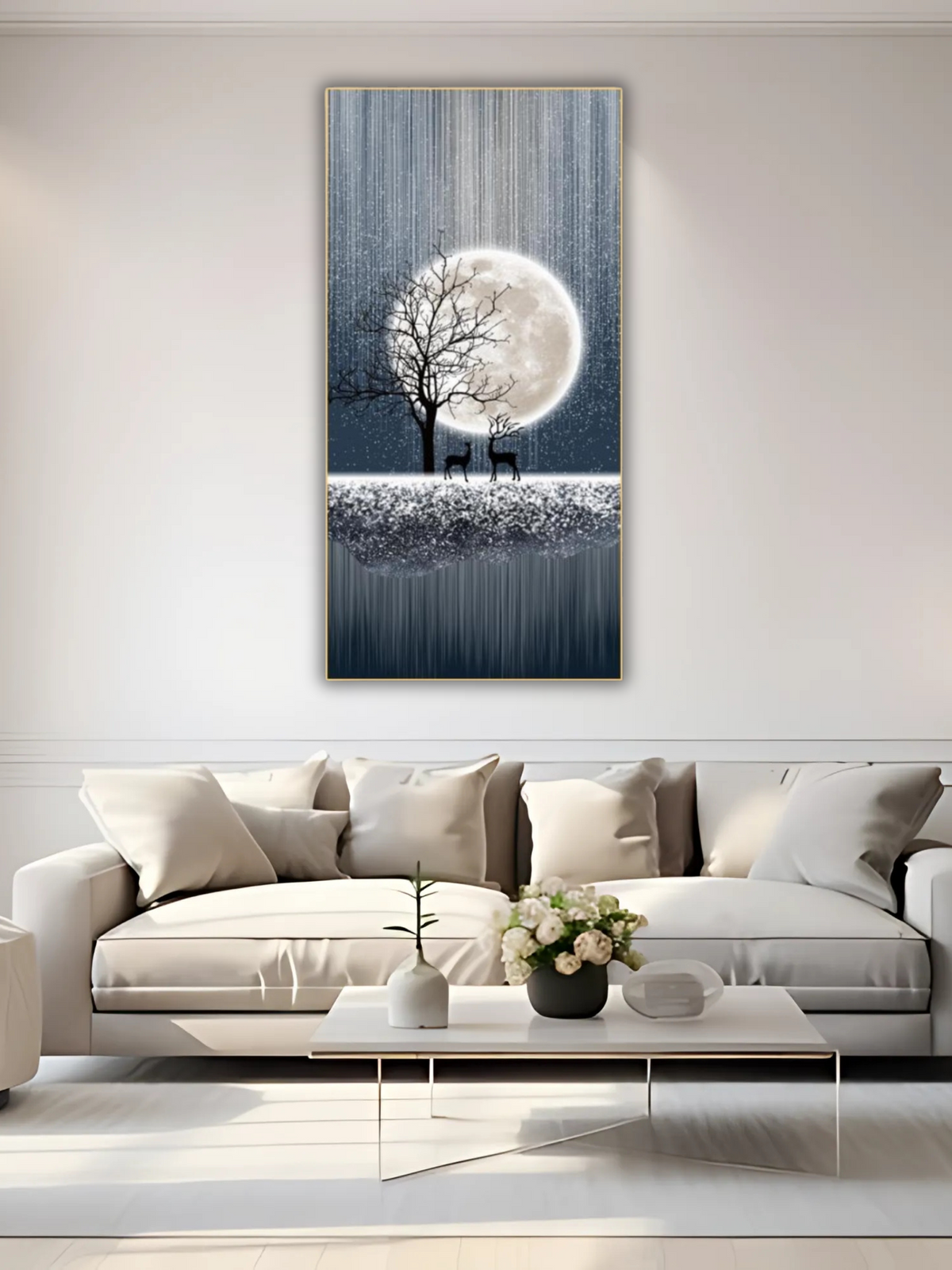 LED Painting Of Deer Moon For Living Room Bedroom Wall Decor Wall